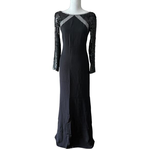 Emilio Pucci Sequin long Sleeves Open Back Silk Gown Dress in Black Size 6 - Picture 1 of 16